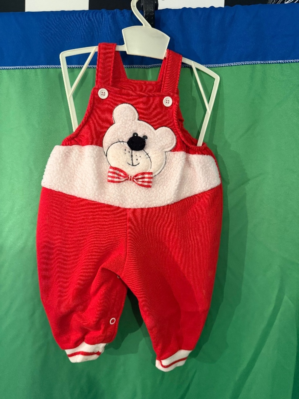 Buster Brown Red & White Overalls Size: 6-9 mos
